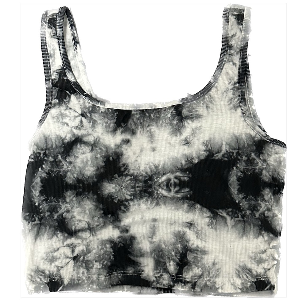 black and white tie dye cropped tank